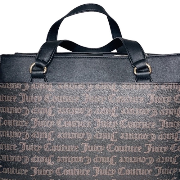 NWT Juicy Couture Flawless Tote Black Gothic Logo Canvas $99 - Picture 3 of 7